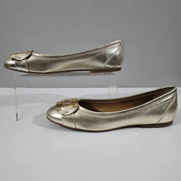 NEW See By Chloe Chany Ballet Flat Womens EU 40 Metallic Gold Leather Designer - Picture 2 of 14